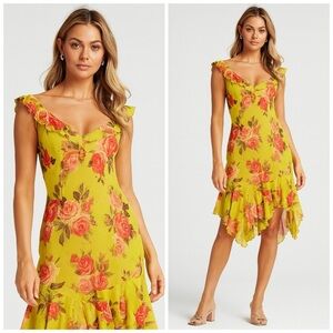 Vintage 90s Betsey Johnson silk rose print midi dress Size 4​